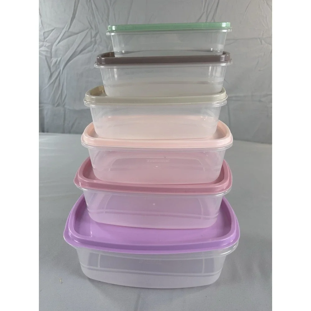 Nesting Food Storage Container Set 6 Pc BPA Free Plastic Lids‎ Multicolor